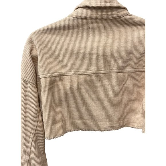 Forever 21 Cream Cropped Frayed Corduroy Jacket Size M New - Picture 10 of 11